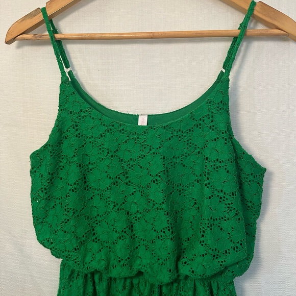 Xhilaration Emerald Green Floral Lace Elastic Waist Dress Size Small - Picture 10 of 15